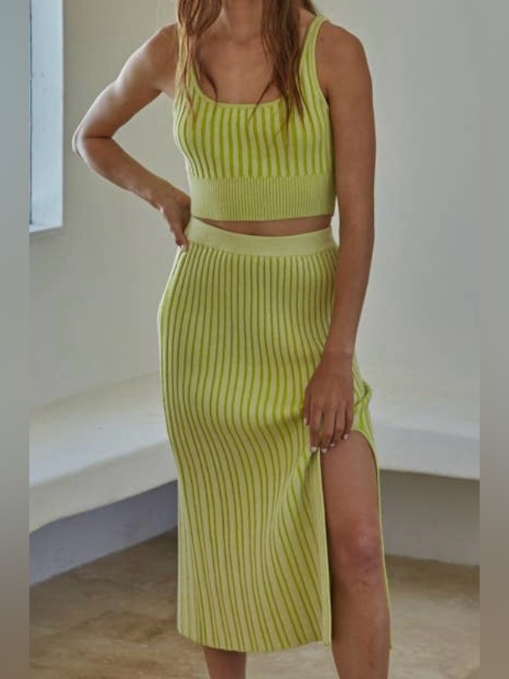 By Together Ribbed Knit Skirt Set NEW